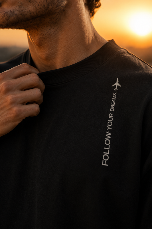 FOLLOW YOUR DREAMS - Oversized T-Shirt Herren – 240 GSM Heavyweight | IronCulture®